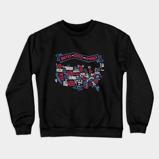 United States Map Crewneck Sweatshirt by BamBam